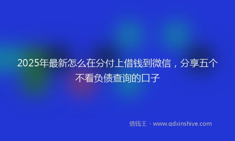 2025年最新怎么在分付上借钱到微信，分享五个不看负债查询的口子