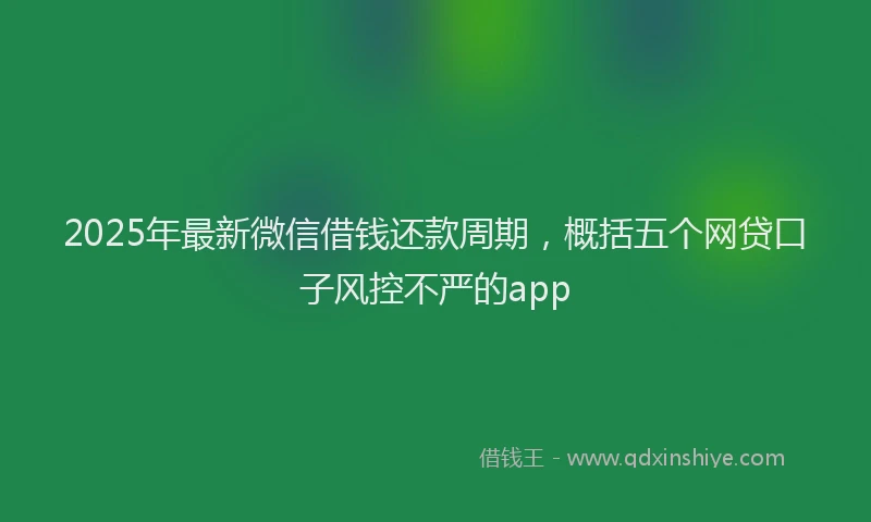 2025年最新微信借钱还款周期，概括五个网贷口子风控不严的app