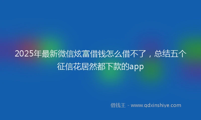 2025年最新微信炫富借钱怎么借不了，总结五个征信花居然都下款的app