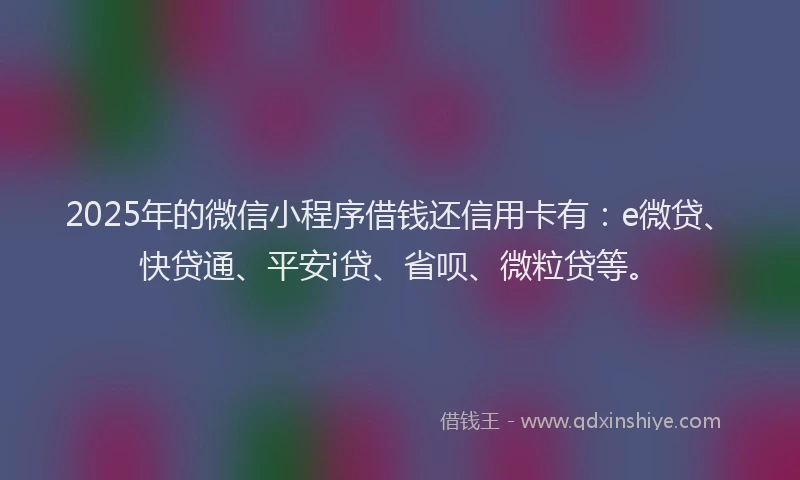 2025年的微信小程序借钱还信用卡有：e微贷、快贷通、平安i贷、省呗、微粒贷等。