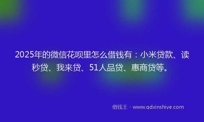 2025年的微信花呗里怎么借钱有：小米贷款、读秒贷、我来贷、51人品贷、惠商贷等。