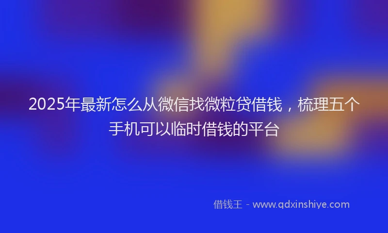 2025年最新怎么从微信找微粒贷借钱，梳理五个手机可以临时借钱的平台
