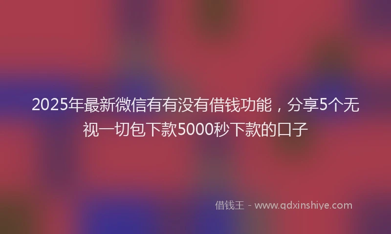 2025年最新微信有有没有借钱功能，分享5个无视一切包下款5000秒下款的口子