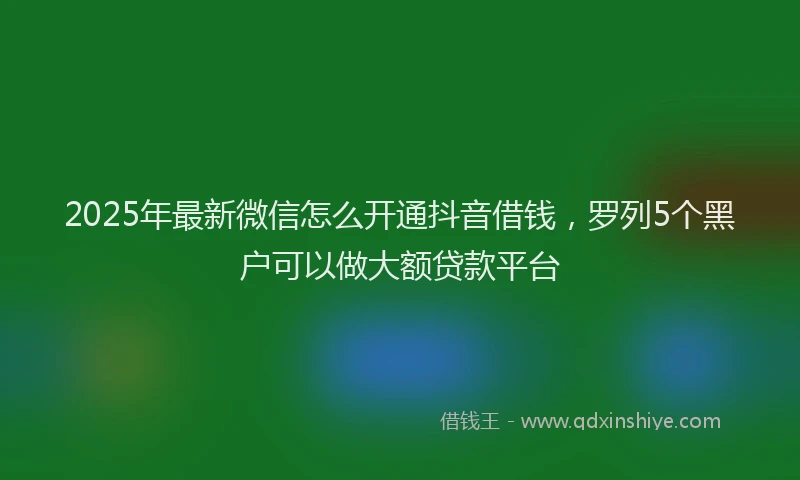 2025年最新微信怎么开通抖音借钱，罗列5个黑户可以做大额贷款平台