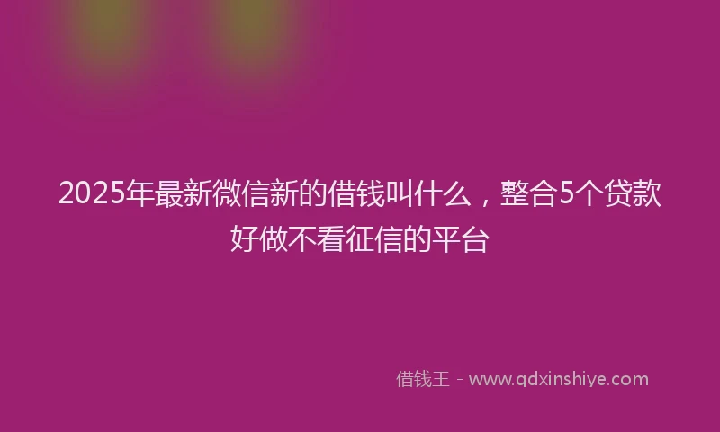 2025年最新微信新的借钱叫什么，整合5个贷款好做不看征信的平台