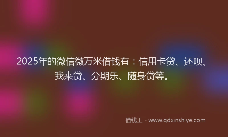 2025年的微信微万米借钱有：信用卡贷、还呗、我来贷、分期乐、随身贷等。
