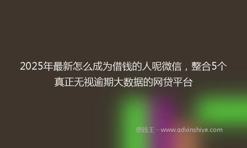 2025年最新怎么成为借钱的人呢微信，整合5个真正无视逾期大数据的网贷平台