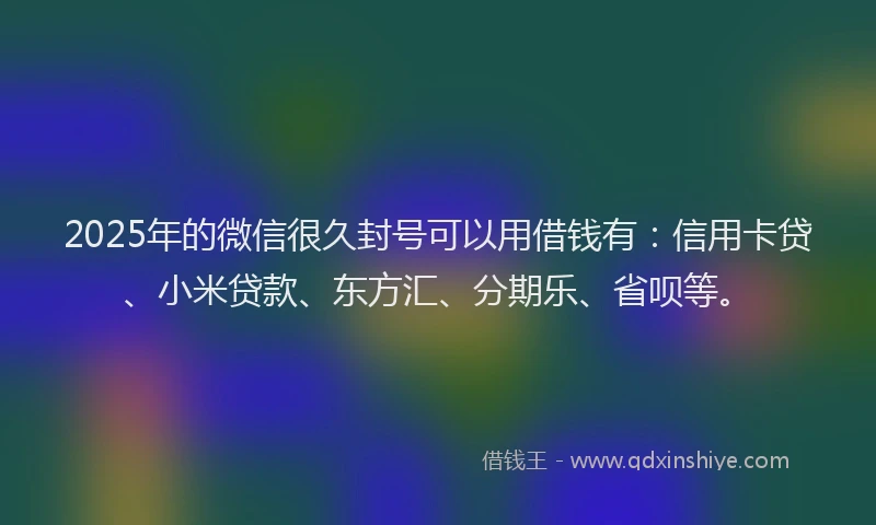 2025年的微信很久封号可以用借钱有：信用卡贷、小米贷款、东方汇、分期乐、省呗等。
