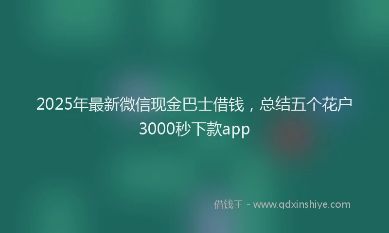 2025年最新微信现金巴士借钱，总结五个花户3000秒下款app