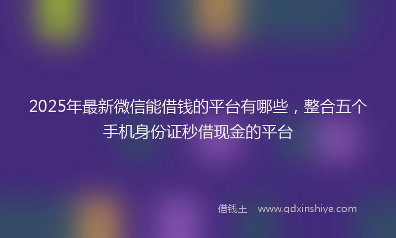 2025年最新微信能借钱的平台有哪些，整合五个手机身份证秒借现金的平台
