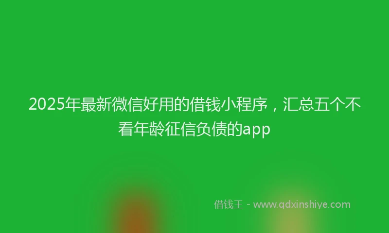 2025年最新微信好用的借钱小程序，汇总五个不看年龄征信负债的app