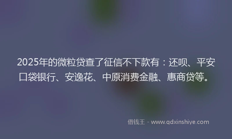 2025年的微粒贷查了征信不下款有：还呗、平安口袋银行、安逸花、中原消费金融、惠商贷等。