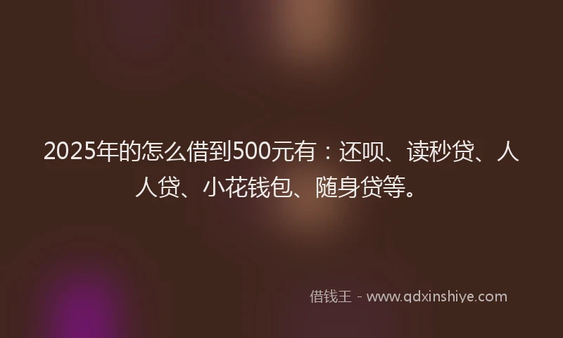 2025年的怎么借到500元有：还呗、读秒贷、人人贷、小花钱包、随身贷等。