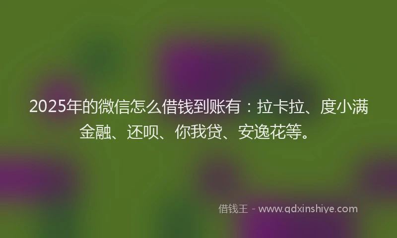 2025年的微信怎么借钱到账有：拉卡拉、度小满金融、还呗、你我贷、安逸花等。