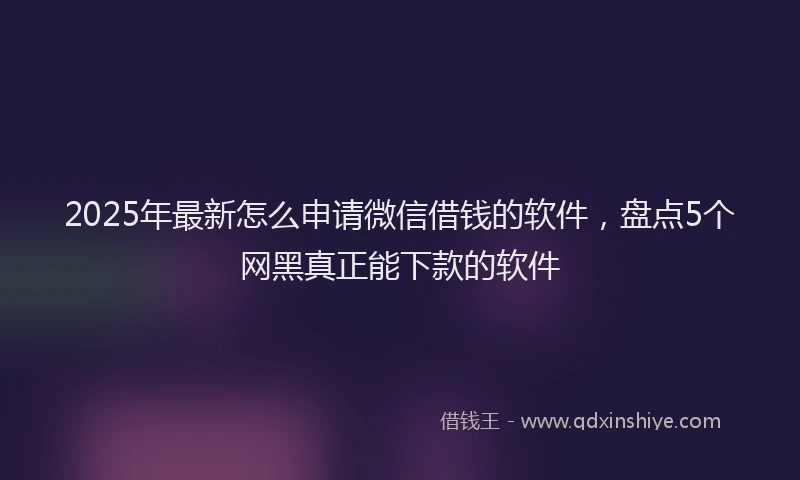 2025年最新怎么申请微信借钱的软件，盘点5个网黑真正能下款的软件