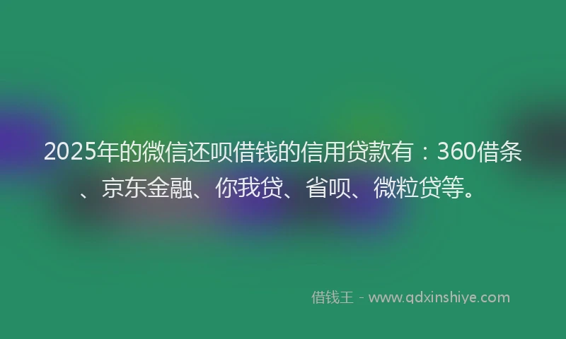 2025年的微信还呗借钱的信用贷款有：360借条、京东金融、你我贷、省呗、微粒贷等。