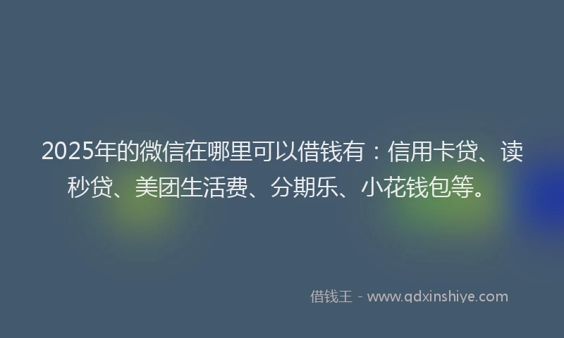 2025年的微信在哪里可以借钱有：信用卡贷、读秒贷、美团生活费、分期乐、小花钱包等。