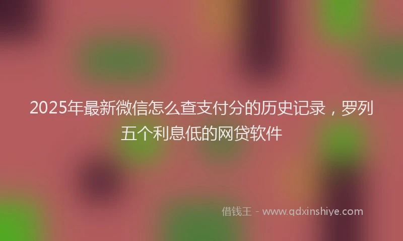 2025年最新微信怎么查支付分的历史记录，罗列五个利息低的网贷软件