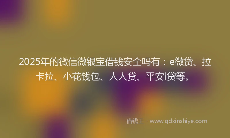 2025年的微信微银宝借钱安全吗有：e微贷、拉卡拉、小花钱包、人人贷、平安i贷等。