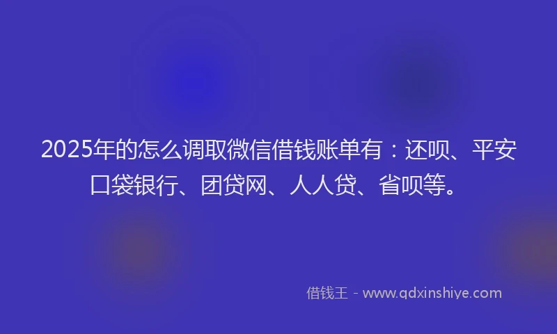 2025年的怎么调取微信借钱账单有：还呗、平安口袋银行、团贷网、人人贷、省呗等。