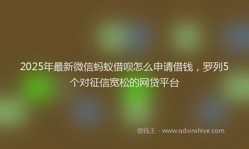 2025年最新微信蚂蚁借呗怎么申请借钱，罗列5个对征信宽松的网贷平台
