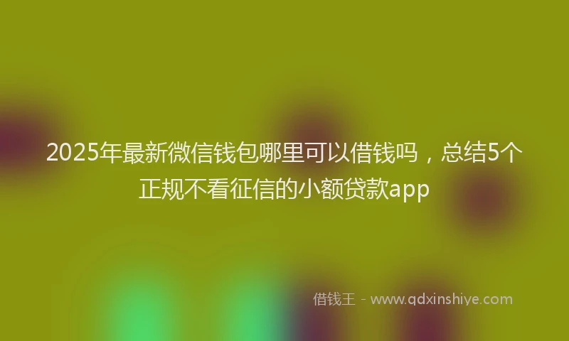 2025年最新微信钱包哪里可以借钱吗，总结5个正规不看征信的小额贷款app
