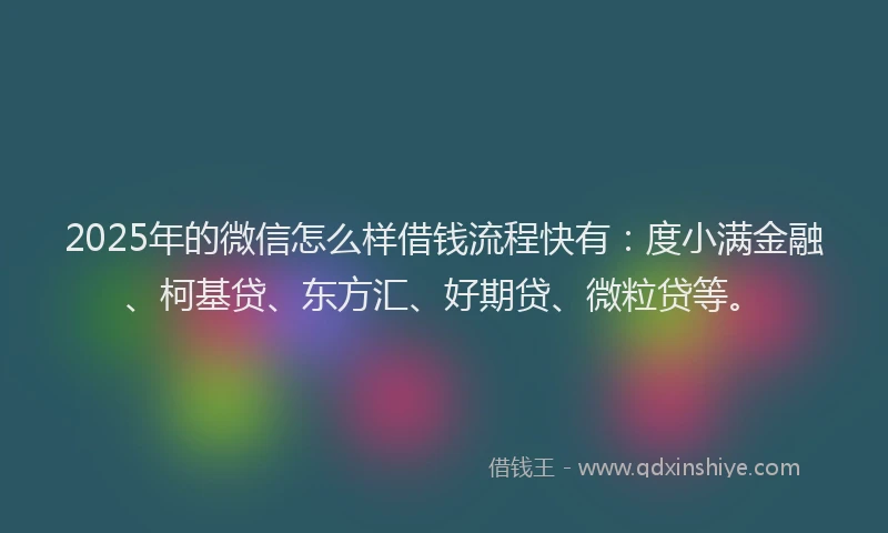 2025年的微信怎么样借钱流程快有：度小满金融、柯基贷、东方汇、好期贷、微粒贷等。