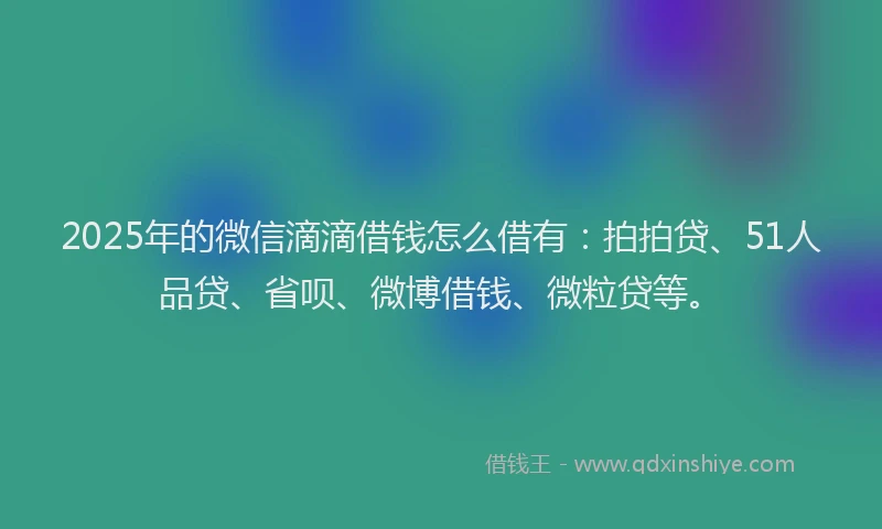 2025年的微信滴滴借钱怎么借有：拍拍贷、51人品贷、省呗、微博借钱、微粒贷等。