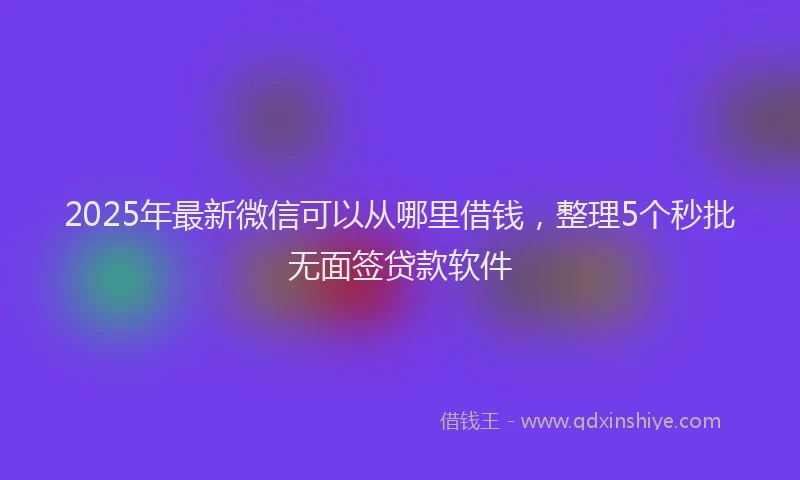 2025年最新微信可以从哪里借钱，整理5个秒批无面签贷款软件