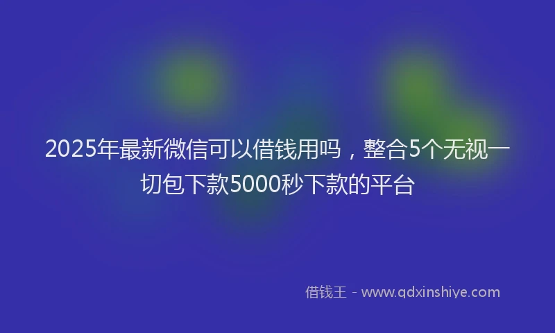 2025年最新微信可以借钱用吗，整合5个无视一切包下款5000秒下款的平台