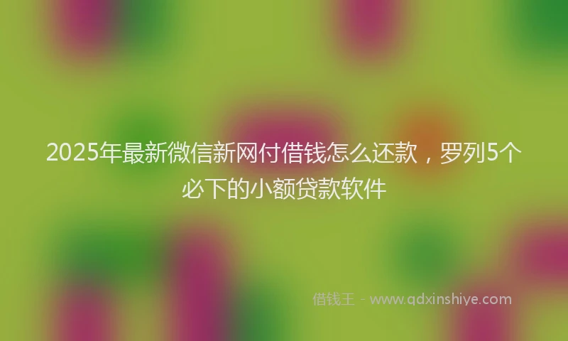 2025年最新微信新网付借钱怎么还款，罗列5个必下的小额贷款软件