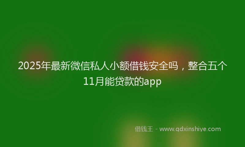 2025年最新微信私人小额借钱安全吗，整合五个11月能贷款的app