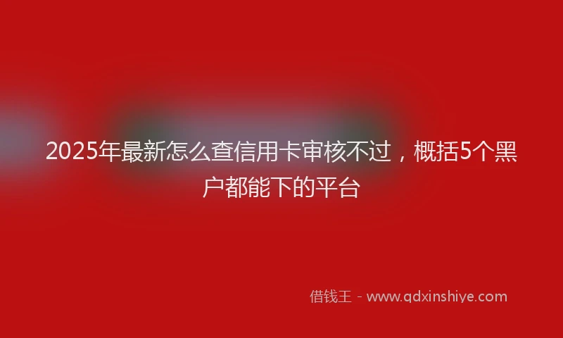 2025年最新怎么查信用卡审核不过，概括5个黑户都能下的平台