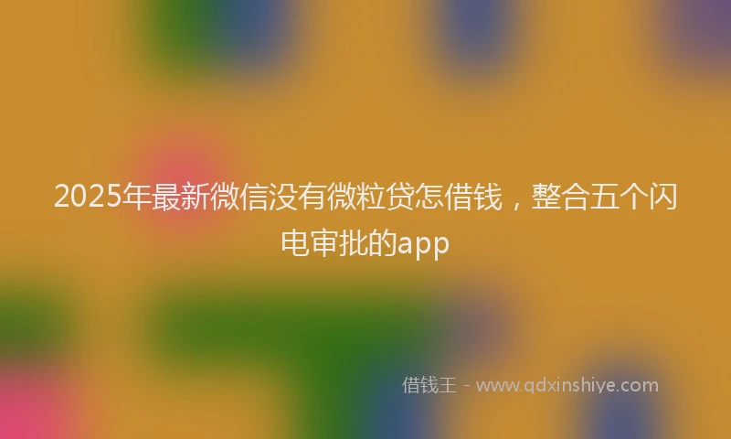 2025年最新微信没有微粒贷怎借钱，整合五个闪电审批的app