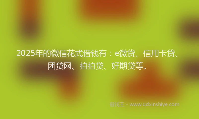 2025年的微信花式借钱有：e微贷、信用卡贷、团贷网、拍拍贷、好期贷等。