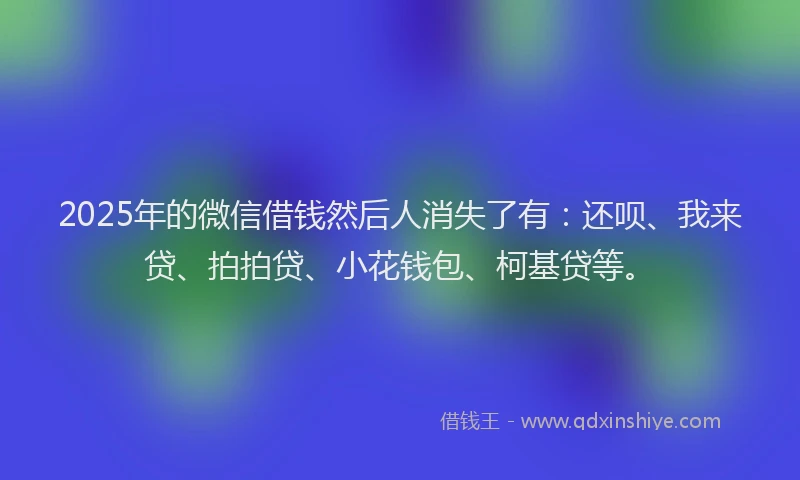 2025年的微信借钱然后人消失了有：还呗、我来贷、拍拍贷、小花钱包、柯基贷等。