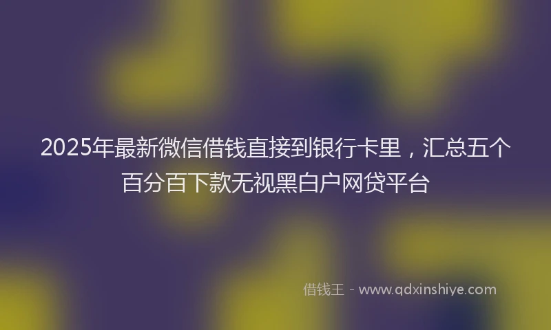 2025年最新微信借钱直接到银行卡里，汇总五个百分百下款无视黑白户网贷平台