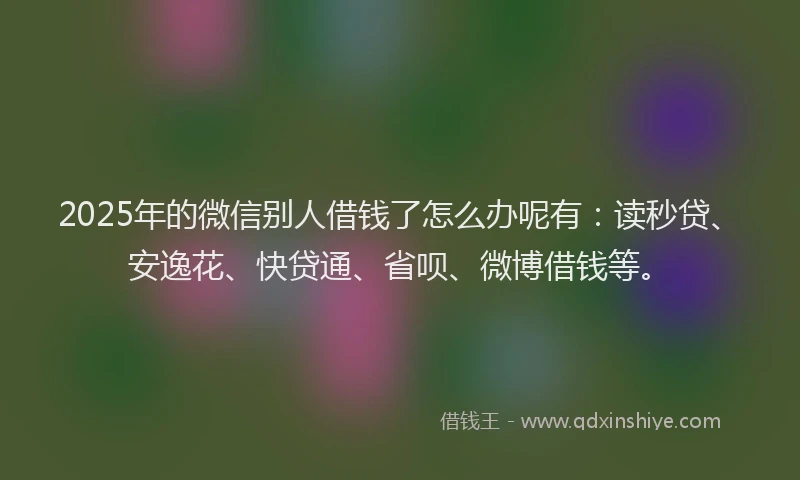2025年的微信别人借钱了怎么办呢有：读秒贷、安逸花、快贷通、省呗、微博借钱等。