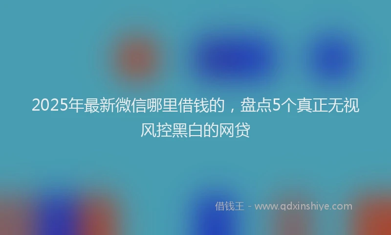 2025年最新微信哪里借钱的，盘点5个真正无视风控黑白的网贷