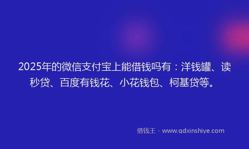 2025年的微信支付宝上能借钱吗有：洋钱罐、读秒贷、百度有钱花、小花钱包、柯基贷等。