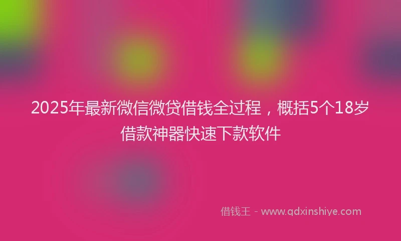 2025年最新微信微贷借钱全过程，概括5个18岁借款神器快速下款软件
