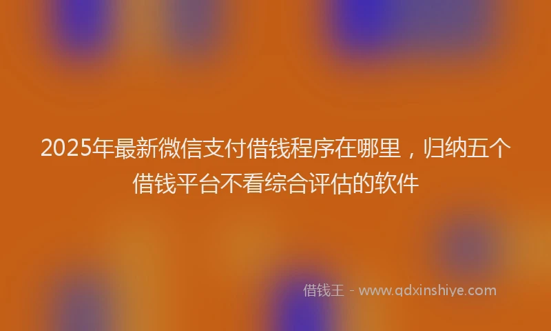 2025年最新微信支付借钱程序在哪里，归纳五个借钱平台不看综合评估的软件