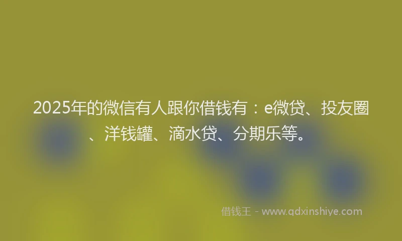 2025年的微信有人跟你借钱有：e微贷、投友圈、洋钱罐、滴水贷、分期乐等。