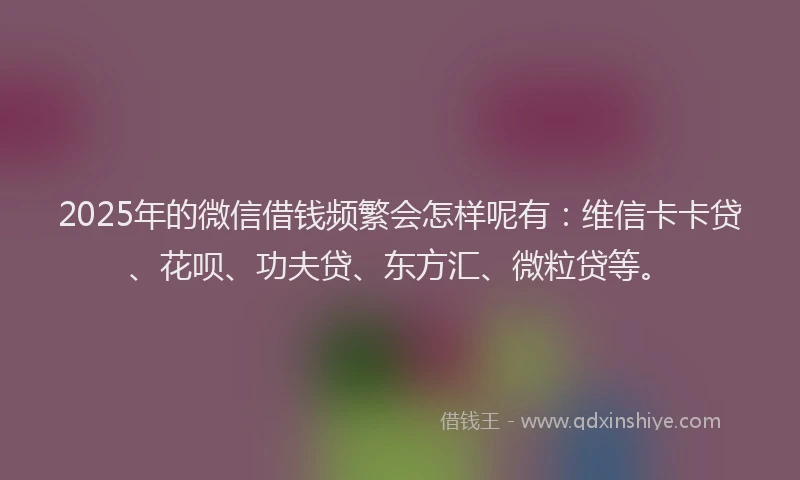 2025年的微信借钱频繁会怎样呢有：维信卡卡贷、花呗、功夫贷、东方汇、微粒贷等。