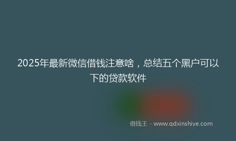 2025年最新微信借钱注意啥，总结五个黑户可以下的贷款软件