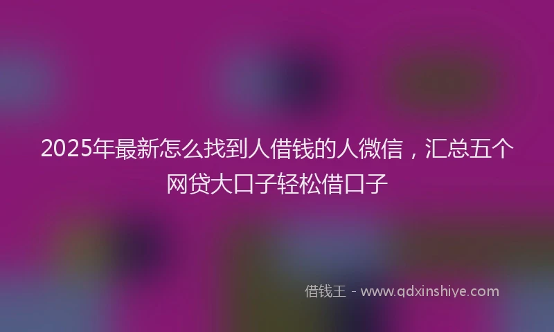 2025年最新怎么找到人借钱的人微信，汇总五个网贷大口子轻松借口子
