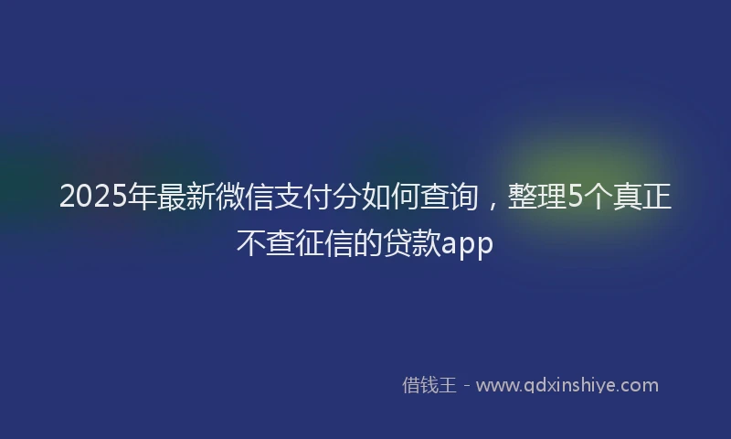 2025年最新微信支付分如何查询，整理5个真正不查征信的贷款app