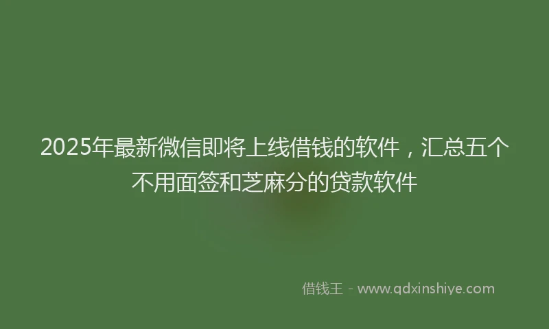 2025年最新微信即将上线借钱的软件，汇总五个不用面签和芝麻分的贷款软件