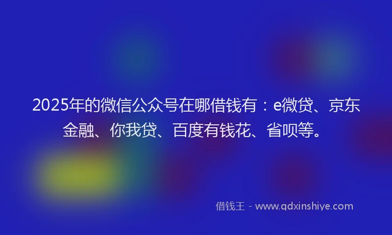 2025年的微信公众号在哪借钱有：e微贷、京东金融、你我贷、百度有钱花、省呗等。