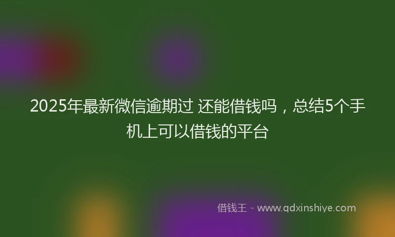 2025年最新微信逾期过 还能借钱吗，总结5个手机上可以借钱的平台